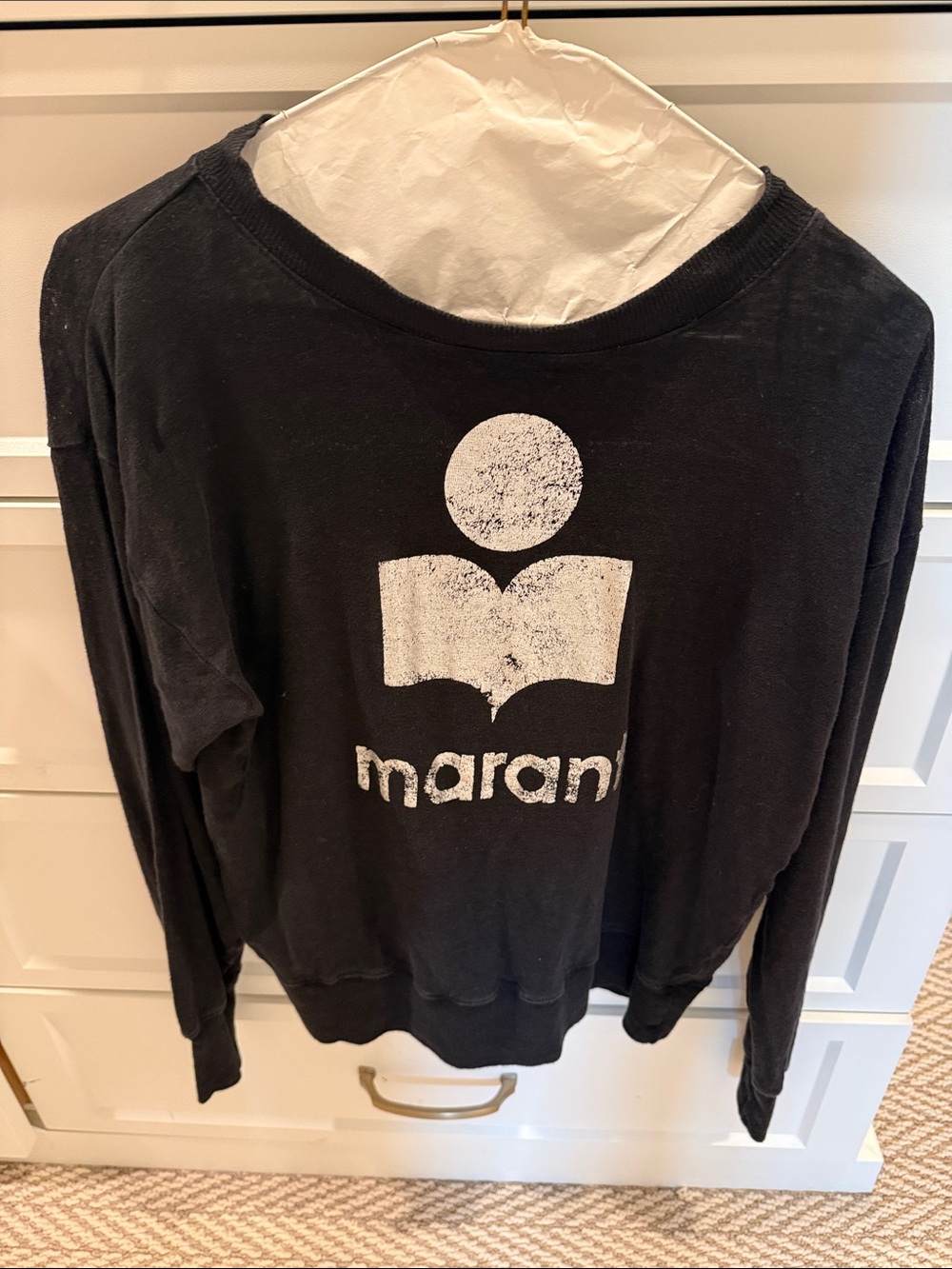 Isabel Marant Black Crewneck Sweater with White Logo